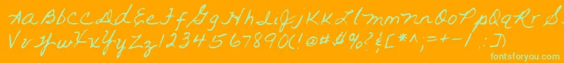 Lehn093-fontti – vihreät fontit oranssilla taustalla