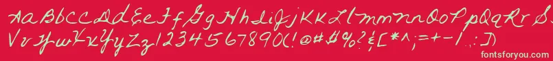 Lehn093-Schriftart – Grüne Schriften auf rotem Hintergrund