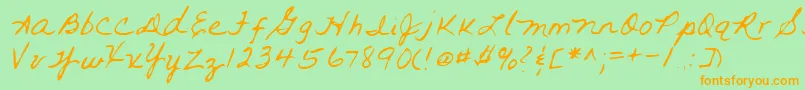 フォントLehn093 – オレンジの文字が緑の背景にあります。