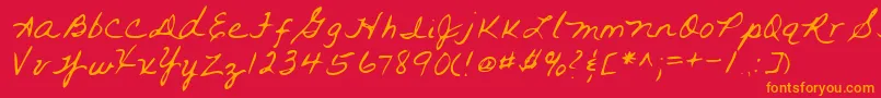 Lehn093-fontti – oranssit fontit punaisella taustalla