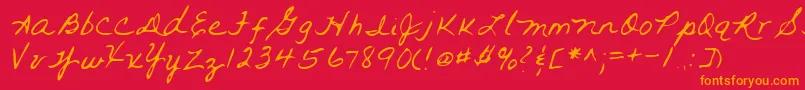 Lehn093 Font – Orange Fonts on Red Background
