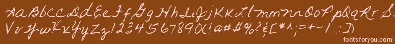 Lehn093-fontti – vaaleanpunaiset fontit ruskealla taustalla