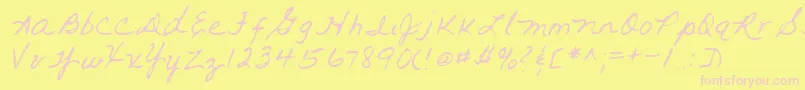 Lehn093-Schriftart – Rosa Schriften auf gelbem Hintergrund