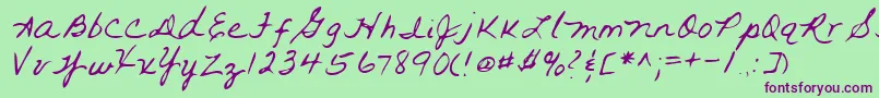 Lehn093-fontti – violetit fontit vihreällä taustalla
