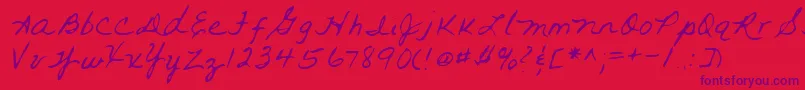 Lehn093 Font – Purple Fonts on Red Background