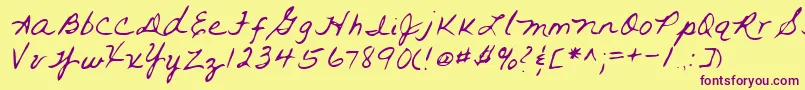 Lehn093 Font – Purple Fonts on Yellow Background