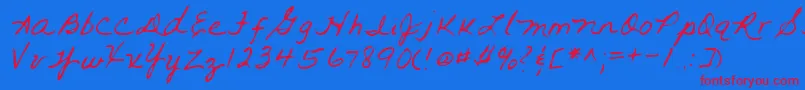 Lehn093-Schriftart – Rote Schriften auf blauem Hintergrund