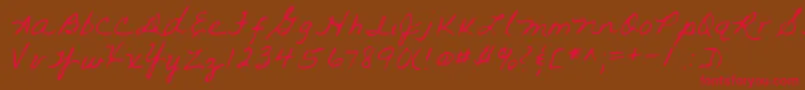 Lehn093-fontti – punaiset fontit ruskealla taustalla