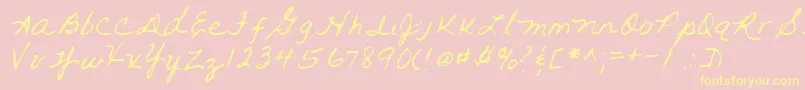 Lehn093-fontti – keltaiset fontit vaaleanpunaisella taustalla