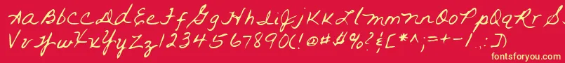 Lehn093-Schriftart – Gelbe Schriften auf rotem Hintergrund