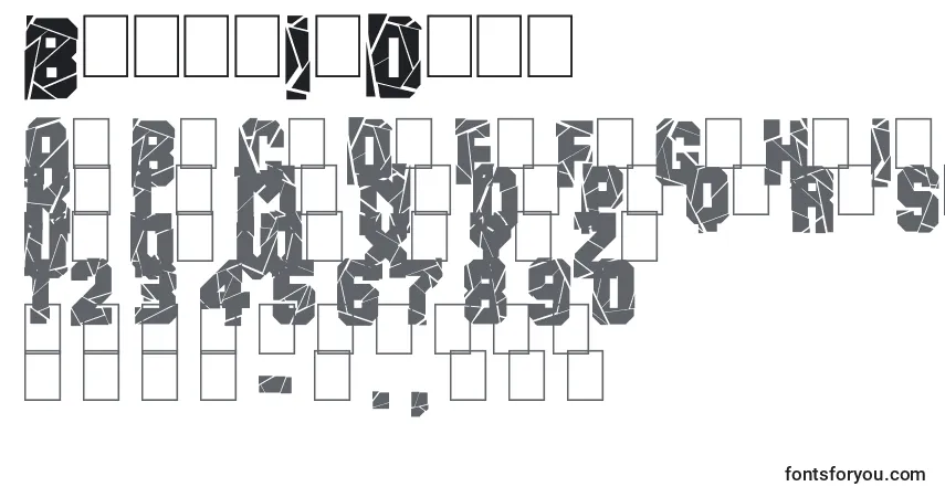 Czcionka BreakItDown – alfabet, cyfry, specjalne znaki