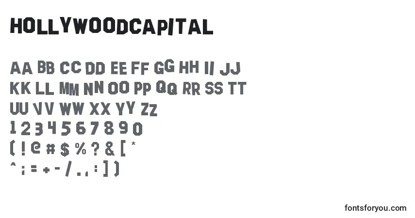 A fonte HollywoodCapital – alfabeto, números, caracteres especiais