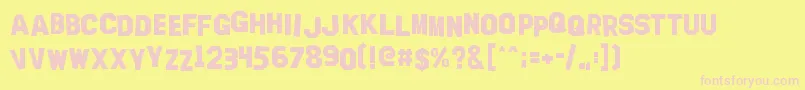 HollywoodCapital-fontti – vaaleanpunaiset fontit keltaisella taustalla