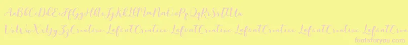 MottonaDemo-Schriftart – Rosa Schriften auf gelbem Hintergrund