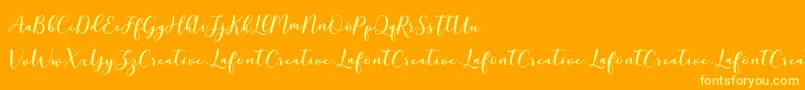 MottonaDemo-Schriftart – Gelbe Schriften auf orangefarbenem Hintergrund