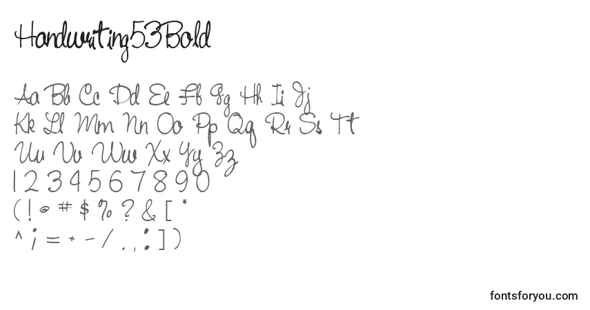 Шрифт Handwriting53Bold – алфавит, цифры, специальные символы