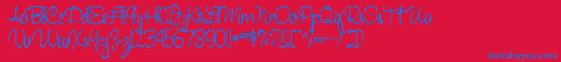 Handwriting53Bold-fontti – siniset fontit punaisella taustalla