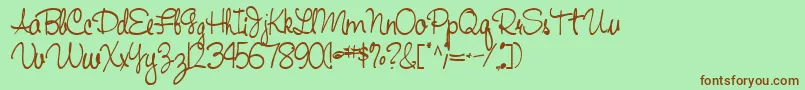 Handwriting53Bold-fontti – ruskeat fontit vihreällä taustalla