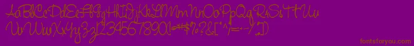 Handwriting53Bold-fontti – ruskeat fontit violetilla taustalla
