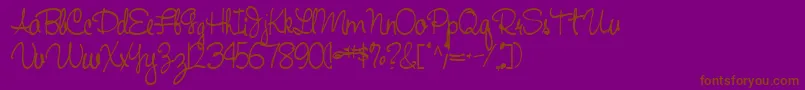 Fonte Handwriting53Bold – fontes marrons em um fundo roxo