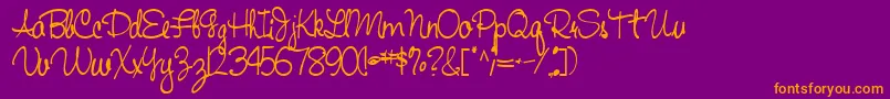 Handwriting53Bold Font – Orange Fonts on Purple Background