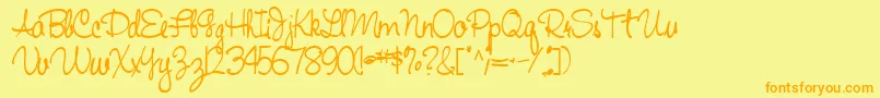 Handwriting53Bold Font – Orange Fonts on Yellow Background