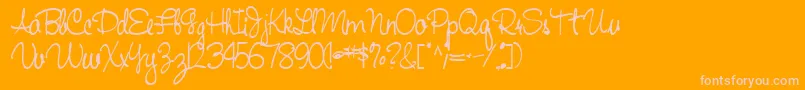 Handwriting53Bold-Schriftart – Rosa Schriften auf orangefarbenem Hintergrund