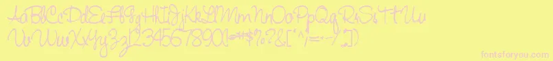 Handwriting53Bold-Schriftart – Rosa Schriften auf gelbem Hintergrund