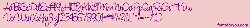 Handwriting53Bold Font – Purple Fonts on Pink Background