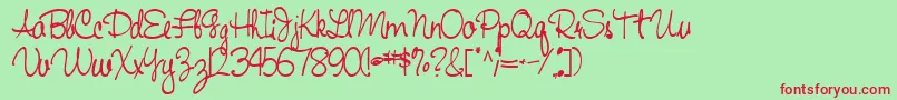 Handwriting53Bold Font – Red Fonts on Green Background