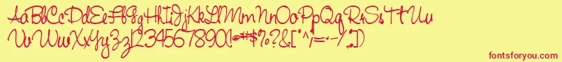 Handwriting53Bold Font – Red Fonts on Yellow Background