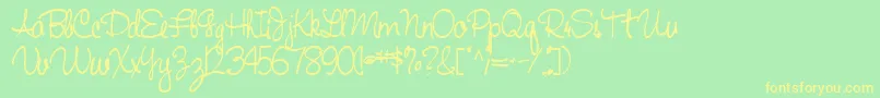 Handwriting53Bold Font – Yellow Fonts on Green Background