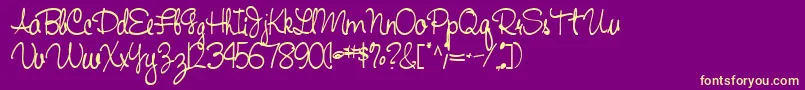 Handwriting53Bold Font – Yellow Fonts on Purple Background