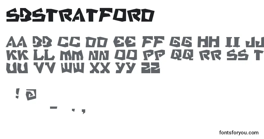 A fonte Sbstratford – alfabeto, números, caracteres especiais