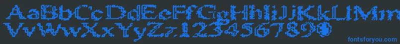 Heats486 Font – Blue Fonts on Black Background