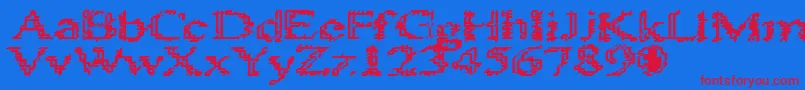 Heats486 Font – Red Fonts on Blue Background