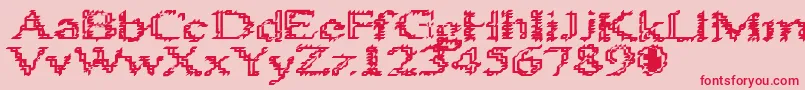 フォントHeats486 – ピンクの背景に赤い文字