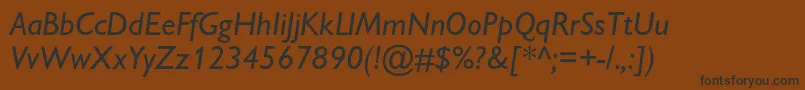フォントGillsanscItalic – 黒い文字が茶色の背景にあります