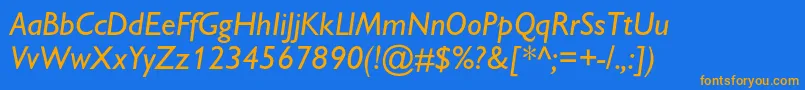 Fonte GillsanscItalic – fontes laranjas em um fundo azul