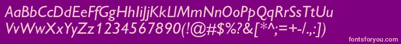 フォントGillsanscItalic – 紫の背景にピンクのフォント