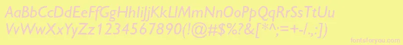 Fonte GillsanscItalic – fontes rosa em um fundo amarelo