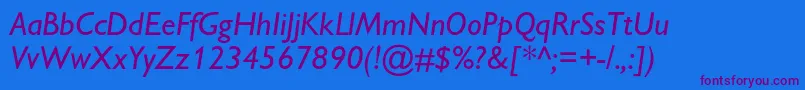 GillsanscItalic-Schriftart – Violette Schriften auf blauem Hintergrund