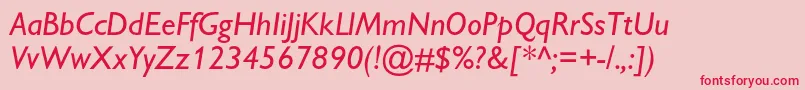 GillsanscItalic-fontti – punaiset fontit vaaleanpunaisella taustalla