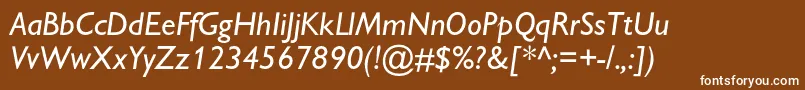 Fonte GillsanscItalic – fontes brancas em um fundo marrom