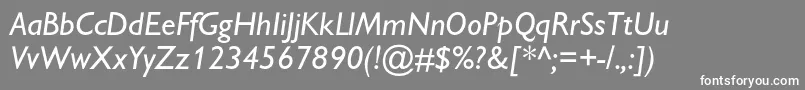 Fonte GillsanscItalic – fontes brancas em um fundo cinza