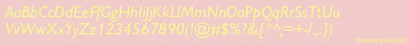 Fonte GillsanscItalic – fontes amarelas em um fundo rosa