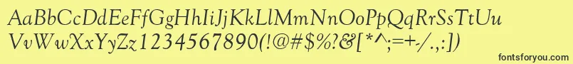 GoudyNormalItalic-Schriftart – Schwarze Schriften auf gelbem Hintergrund