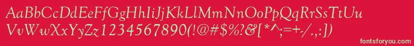 GoudyNormalItalic Font – Green Fonts on Red Background