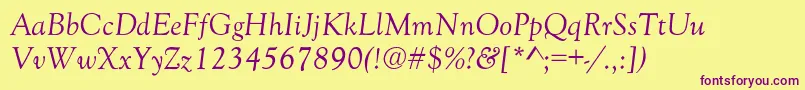 GoudyNormalItalic Font – Purple Fonts on Yellow Background