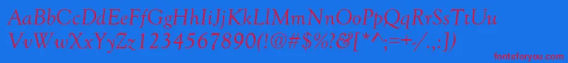 GoudyNormalItalic Font – Red Fonts on Blue Background